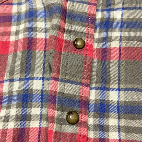 Jachs Girlfriend BEA pink purple Plaid TOP flannel paisley cuff  pearl snaps XL - Picture 5 of 16